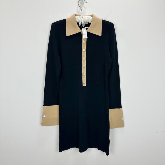 J.Crew Ribbed Polo Sweater Dress Jewel Buttons Stretch Knit Preppy Small NWT - Picture 4 of 12